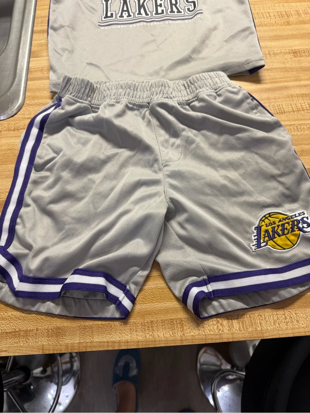 NBA Los Angeles Lakers Grey and Purple Kids Mesh Pajama Set